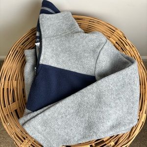 Boys Gray and Navy Fleece Pullover